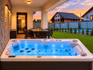 Jacuzzi exterior la 38 grade celsius.